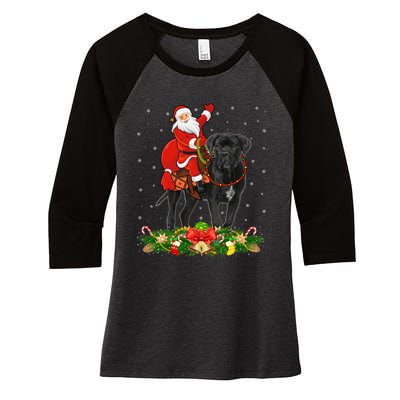 Cane Corso Dog Xmas Funny Santa Riding Cane Corso Christmas Gift Women's Tri-Blend 3/4-Sleeve Raglan Shirt