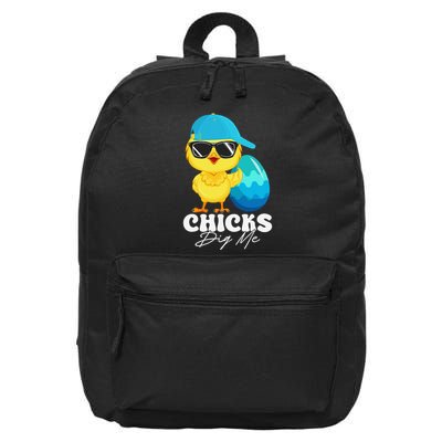 Cute Chicks Dig Me Happy Easter Funny Baby Chick With Egg 16 in Basic Backpack