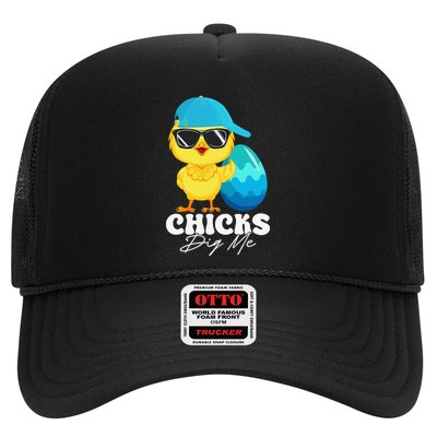 Cute Chicks Dig Me Happy Easter Funny Baby Chick With Egg Trucker Hat