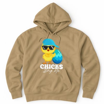 Cute Chicks Dig Me Happy Easter Funny Baby Chick With Egg Hoodie