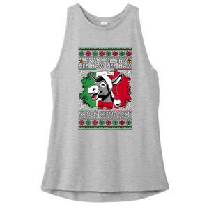 Chingedy Ching Dominick The Italian Christmas Donkey Xmas Ladies PosiCharge Tri-Blend Wicking Tank