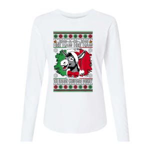 Chingedy Ching Dominick The Italian Christmas Donkey Xmas Womens Cotton Relaxed Long Sleeve T-Shirt