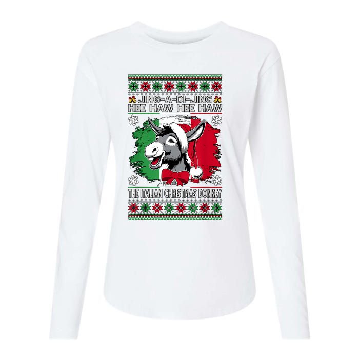 Chingedy Ching Dominick The Italian Christmas Donkey Xmas Womens Cotton Relaxed Long Sleeve T-Shirt