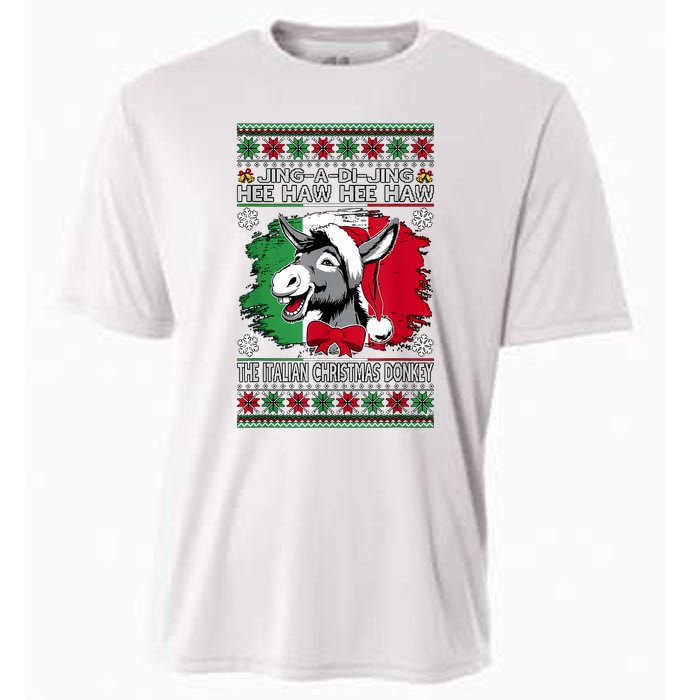 Chingedy Ching Dominick The Italian Christmas Donkey Xmas Cooling Performance Crew T-Shirt