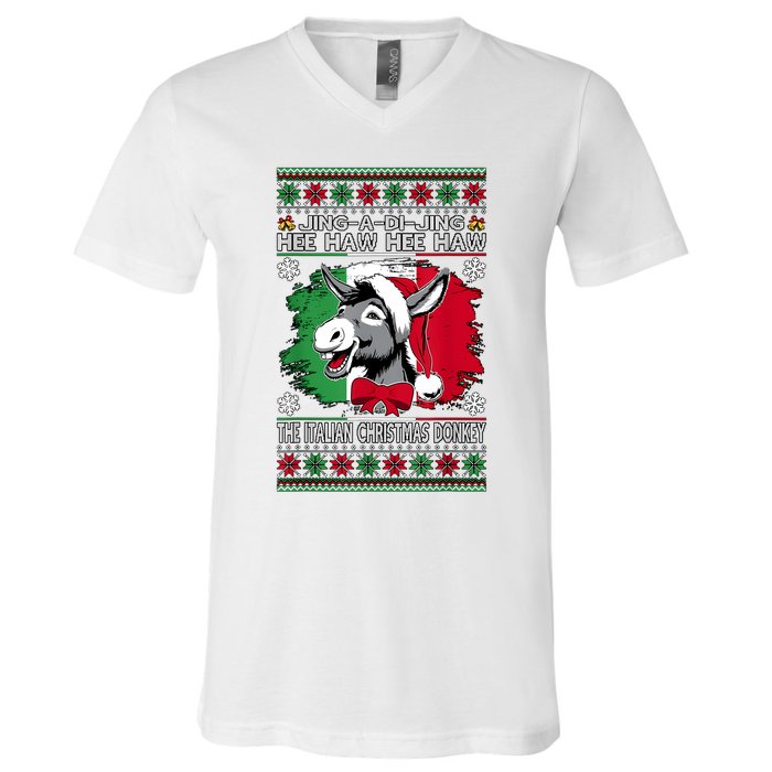 Chingedy Ching Dominick The Italian Christmas Donkey Xmas V-Neck T-Shirt