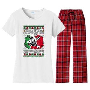 Chingedy Ching Dominick The Italian Christmas Donkey Xmas Women's Flannel Pajama Set