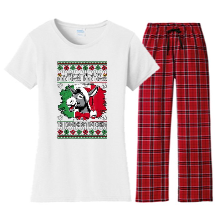 Chingedy Ching Dominick The Italian Christmas Donkey Xmas Women's Flannel Pajama Set