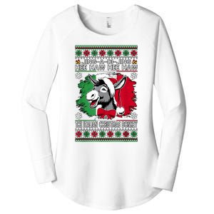 Chingedy Ching Dominick The Italian Christmas Donkey Xmas Women's Perfect Tri Tunic Long Sleeve Shirt