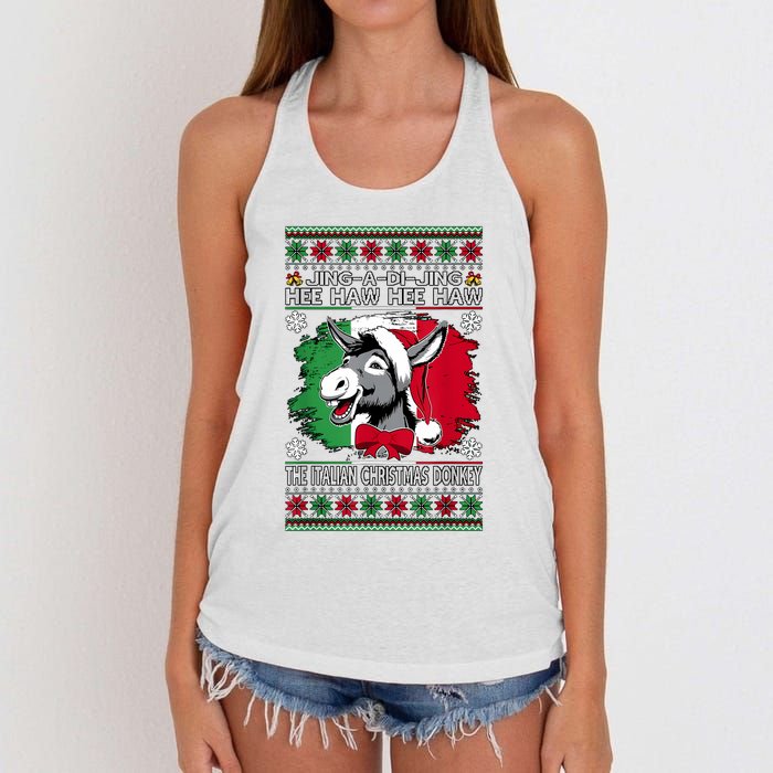 Chingedy Ching Dominick The Italian Christmas Donkey Xmas Women's Knotted Racerback Tank