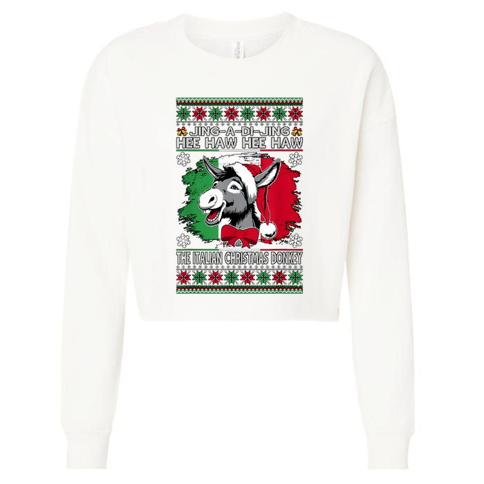 Chingedy Ching Dominick The Italian Christmas Donkey Xmas Cropped Pullover Crew