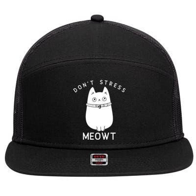 Cute Cat Don’t Stress Meowt Great Gift 7 Panel Mesh Trucker Snapback Hat