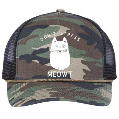 Cute Cat Don’t Stress Meowt Great Gift Retro Rope Trucker Hat Cap