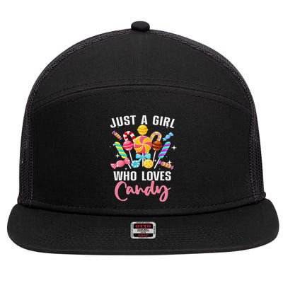 Cute Candy Design For Women Sweets Candy Lover 7 Panel Mesh Trucker Snapback Hat