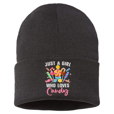 Cute Candy Design For Women Sweets Candy Lover Sustainable Knit Beanie