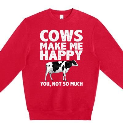 Cool Cow Design For Dairy Farmer Farming Premium Crewneck Sweatshirt