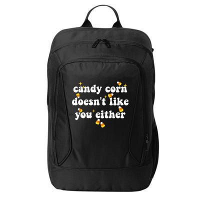 CANDY CORN DOESN'T LIKE YOU EITHER Funny Halloween Meme City Backpack