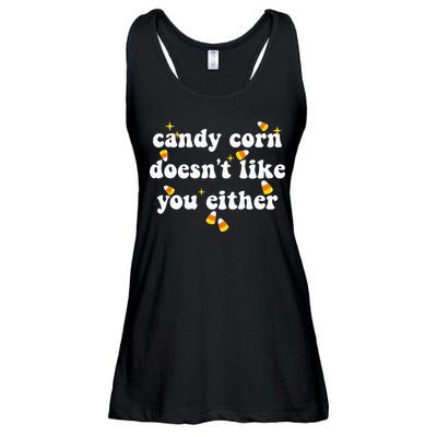 CANDY CORN DOESN'T LIKE YOU EITHER Funny Halloween Meme Ladies Essential Flowy Tank