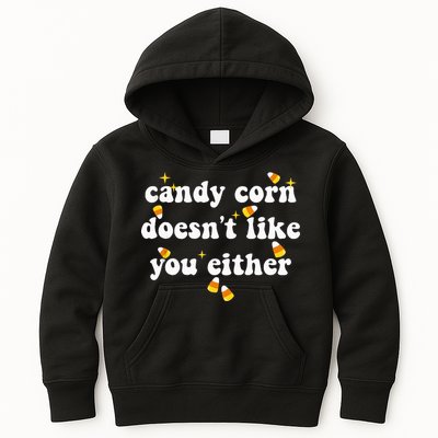 CANDY CORN DOESN'T LIKE YOU EITHER Funny Halloween Meme Kids Hoodie