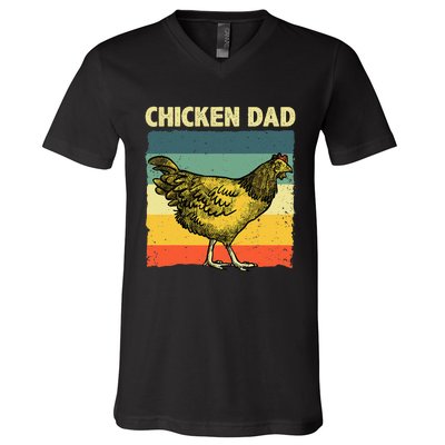 Cool Chicken Dad For Men Father Hen Chicken Farmer Whisperer V-Neck T-Shirt