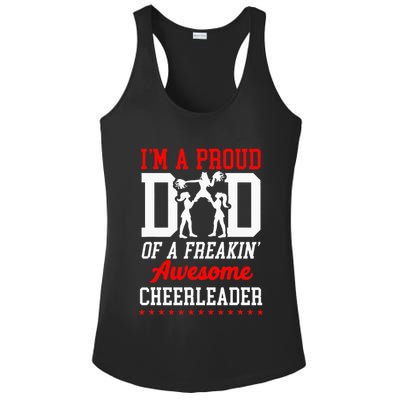 Cheer Cheerleading Dad Father IM A Proud Dad Of A Freakin Ladies PosiCharge Competitor Racerback Tank
