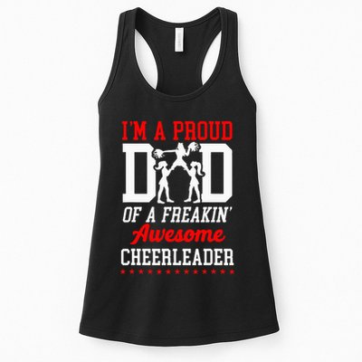 Cheer Cheerleading Dad Father IM A Proud Dad Of A Freakin Womens Tank Top
