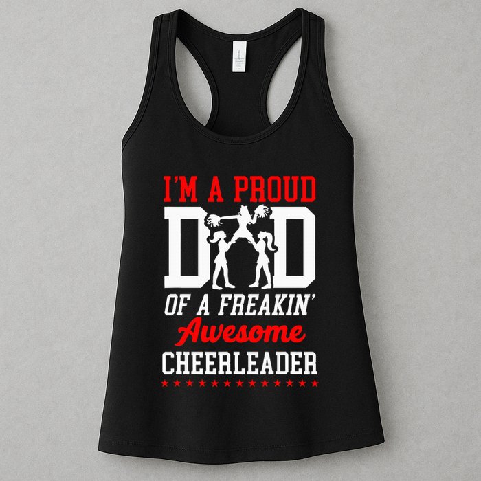 Cheer Cheerleading Dad Father IM A Proud Dad Of A Freakin Womens Tank Top