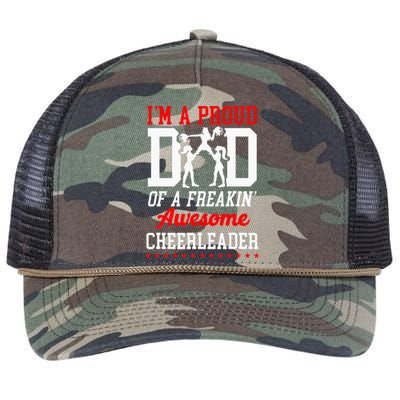 Cheer Cheerleading Dad Father IM A Proud Dad Of A Freakin Retro Rope Trucker Hat Cap