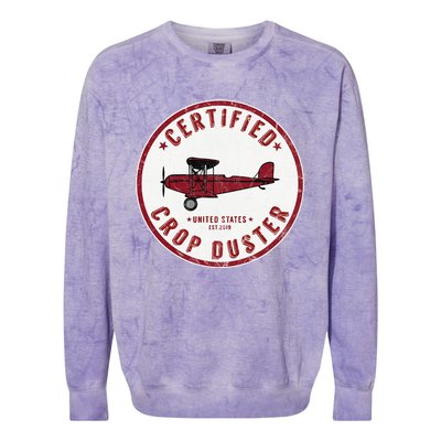 Certified Crop Duster Planes And Aerial Colorblast Crewneck Sweatshirt