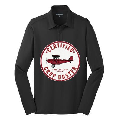 Certified Crop Duster Planes And Aerial Silk Touch Performance Long Sleeve Polo