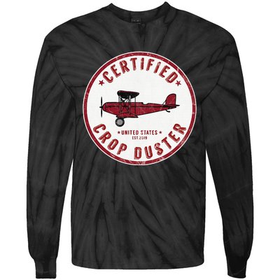 Certified Crop Duster Planes And Aerial Tie-Dye Long Sleeve Shirt