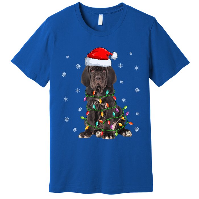 Cane Corso Dog Xmas Lighting Santa Hat Cane Corso Christmas Funny Gift Premium T-Shirt