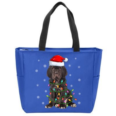 Cane Corso Dog Xmas Lighting Santa Hat Cane Corso Christmas Funny Gift Zip Tote Bag