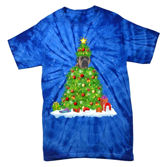 Cane Corso Dog Xmas Lighting Tree Funny Cane Corso Christmas Gift Tie-Dye T-Shirt