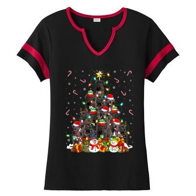 Cane Corso Dog Xmas Lighting Tree Santa Cane Corso Christmas Gift Ladies Halftime Notch Neck Tee