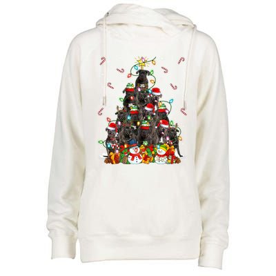 Cane Corso Dog Xmas Lighting Tree Santa Cane Corso Christmas Gift Womens Funnel Neck Pullover Hood