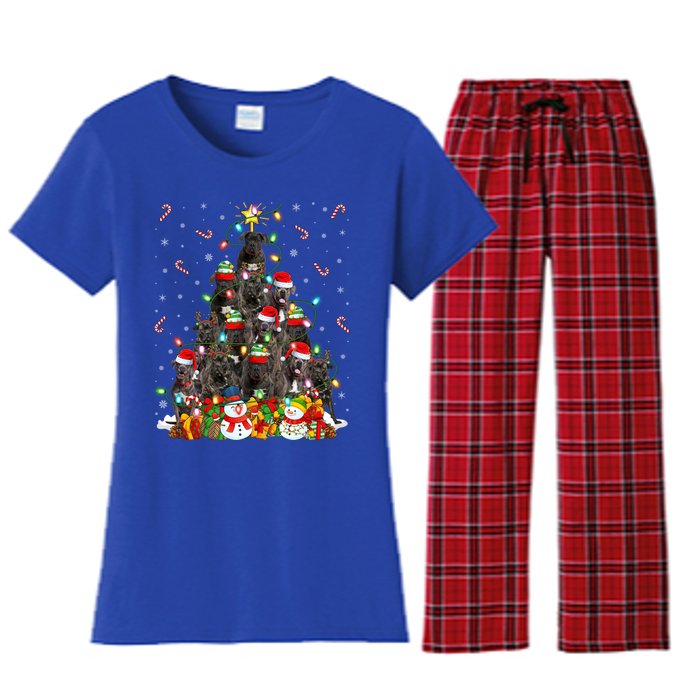 Cane Corso Dog Xmas Lighting Tree Santa Cane Corso Christmas Gift Women's Flannel Pajama Set