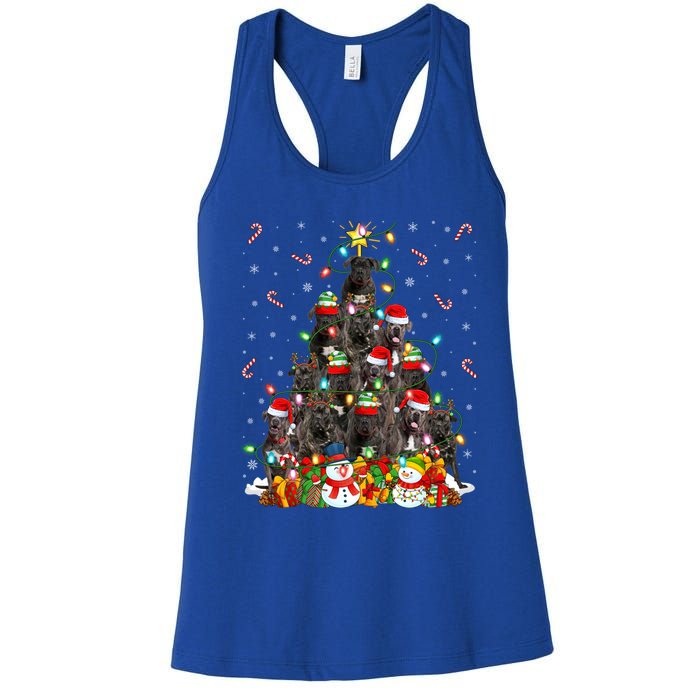 Cane Corso Dog Xmas Lighting Tree Santa Cane Corso Christmas Gift Women's Racerback Tank