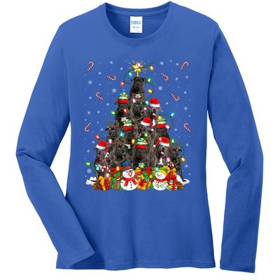 Cane Corso Dog Xmas Lighting Tree Santa Cane Corso Christmas Gift Ladies Long Sleeve Shirt