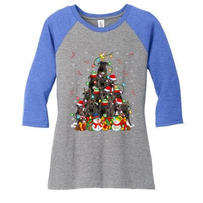 Cane Corso Dog Xmas Lighting Tree Santa Cane Corso Christmas Gift Women's Tri-Blend 3/4-Sleeve Raglan Shirt