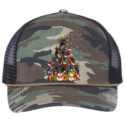 Cane Corso Dog Xmas Lighting Tree Santa Cane Corso Christmas Gift Retro Rope Trucker Hat Cap