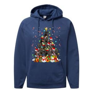 Cane Corso Dog Xmas Lighting Tree Santa Cane Corso Christmas Gift Performance Fleece Hoodie