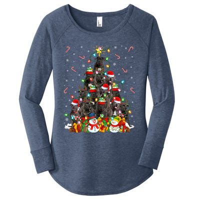 Cane Corso Dog Xmas Lighting Tree Santa Cane Corso Christmas Gift Women's Perfect Tri Tunic Long Sleeve Shirt