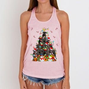 Cane Corso Dog Xmas Lighting Tree Santa Cane Corso Christmas Gift Women's Knotted Racerback Tank