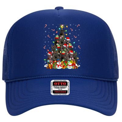 Cane Corso Dog Xmas Lighting Tree Santa Cane Corso Christmas Gift High Crown Mesh Back Trucker Hat