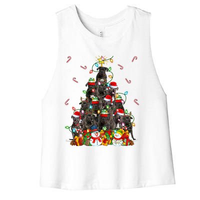 Cane Corso Dog Xmas Lighting Tree Santa Cane Corso Christmas Gift Women's Racerback Cropped Tank