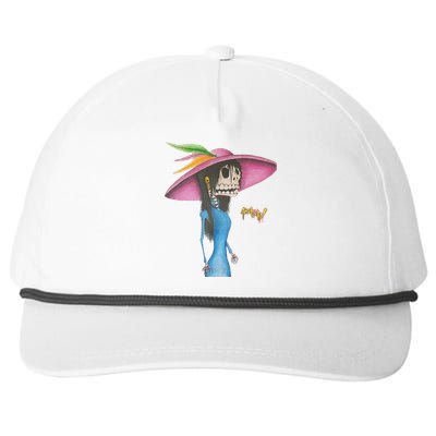 Calavera Catrina Dapper Skeleton Art Snapback Five-Panel Rope Hat