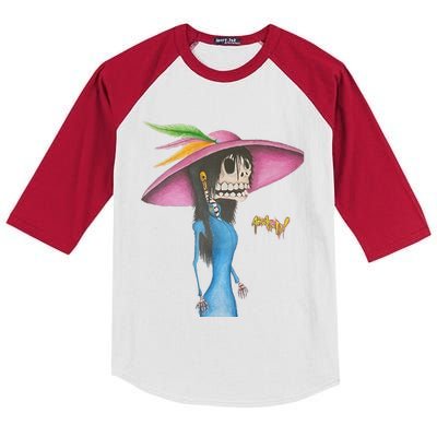 Calavera Catrina Dapper Skeleton Art Kids Colorblock Raglan Jersey