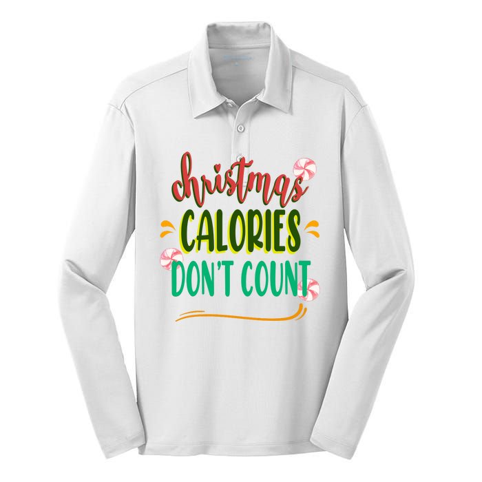 Christmas Calories Dont Count Funny Silk Touch Performance Long Sleeve Polo