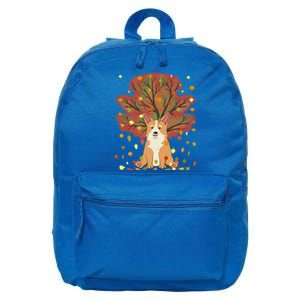 Cute Corgi Dog Lover Autumn Leaves Fall Thanksgiving Meaningful Gift 16 in Basic Backpack