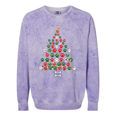 Christmas Cute Dog Paws Xmas Tree Funny Dog Puppy Owner Colorblast Crewneck Sweatshirt